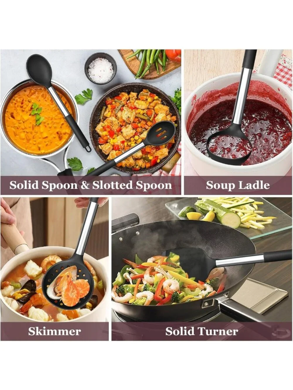 8-Piece Silicone Kitchen Utensils Set, Heatproof Nonstick Tools for Cooking